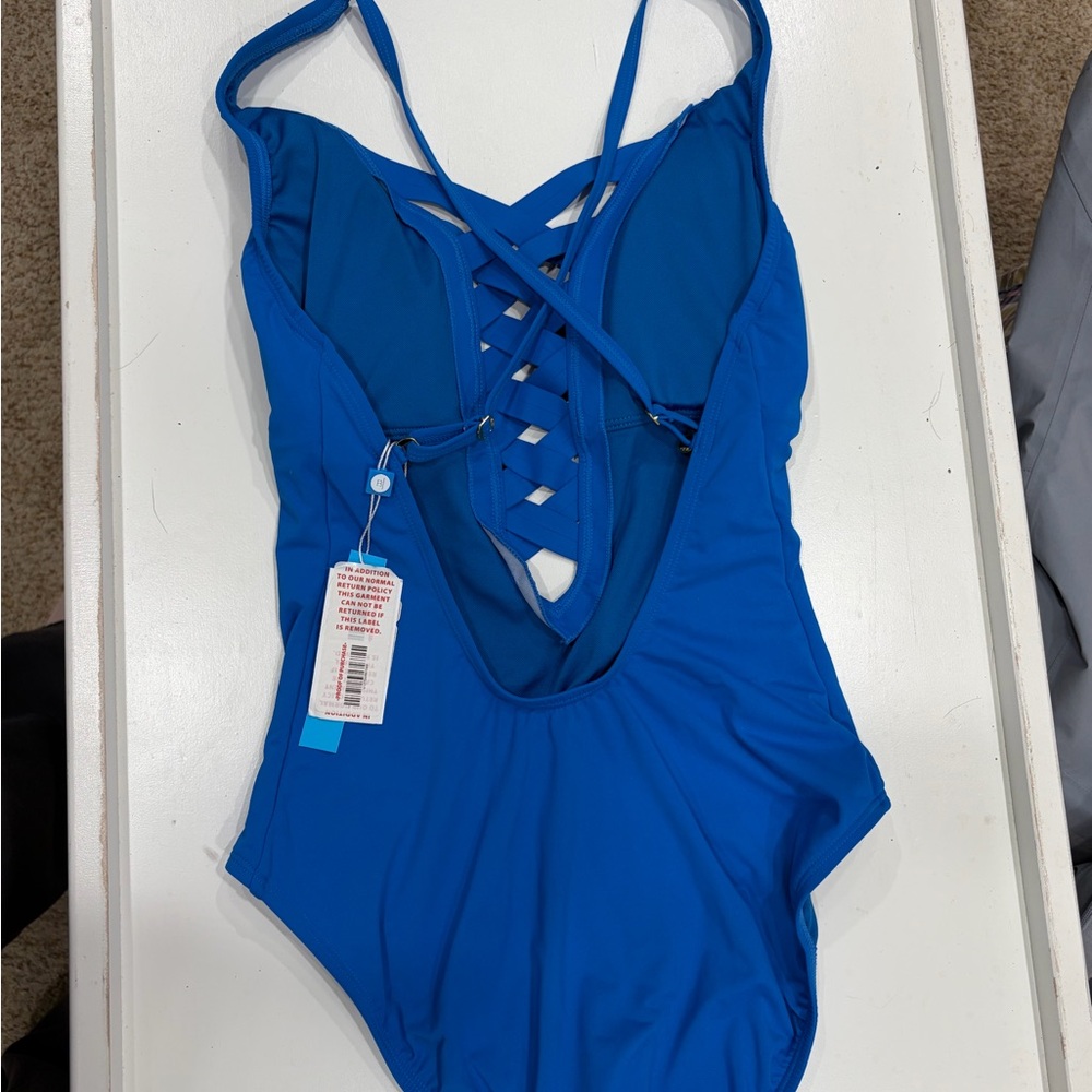 Bleu Rod Beattie Royal Blue Lace-Up One-Piece Swimsuit - Picture 2 of 5